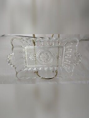 Anchor Hocking Clear Pressed Rectangular Glass Decorative Serving Tray